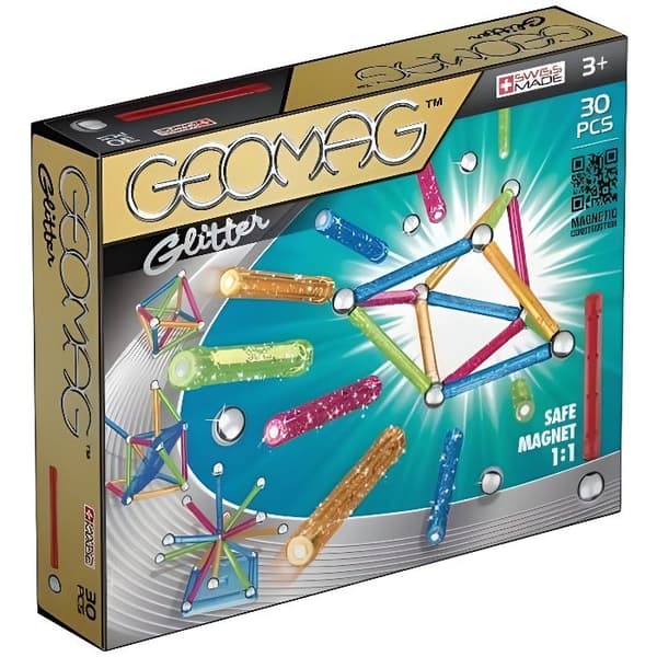 Byggset - GEOMAG - Glitter - 30 bitar - Flerfärgad - Från 3 år