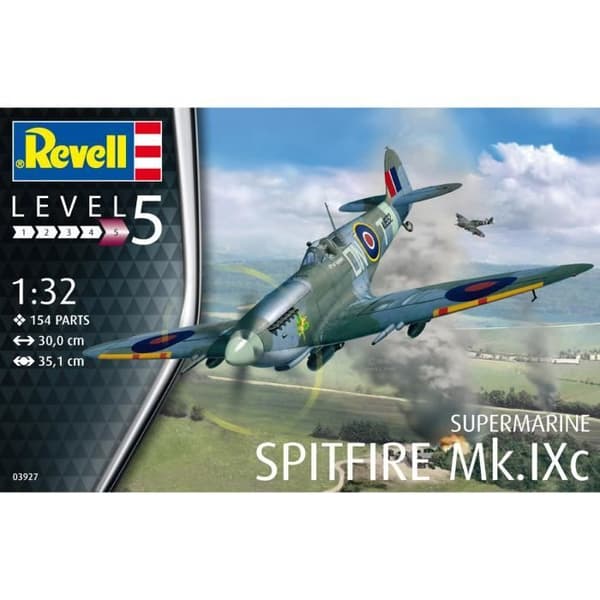 Flygplansmodell - REVELL - Spitfire Mk.IXC - 154 delar - Nivå 5/5 - Plast