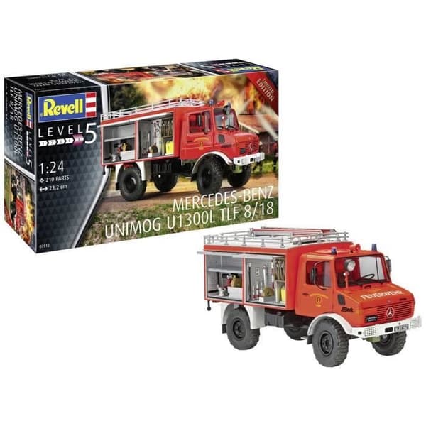 Lastbilsmodell - REVELL - Mercedes-Benz Unimog U 1300 L Feuerwehr TLF 8/18 - Vit - Vuxen - 1:24