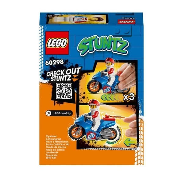 LEGO® 60298 City Stuntz Rocket Stunt Motorcykel, Pull-Back leksak för barn från 5 år och uppåt med Rocket Racer Minifigure