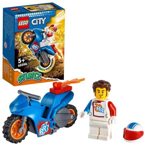 LEGO® 60298 City Stuntz Rocket Stunt Motorcykel, Pull-Back leksak för barn från 5 år och uppåt med Rocket Racer Minifigure