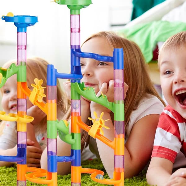Relaxdays Cirkelkulor, 120 delar, Nybörjarkit, 75 banaelement, 45 bollar, spel för barn från 3 år, färgglad