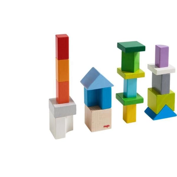 3D Cubes Mix Monteringsspel - HABA - Träkonstruktionsspel för barn - 19 flerfärgade block