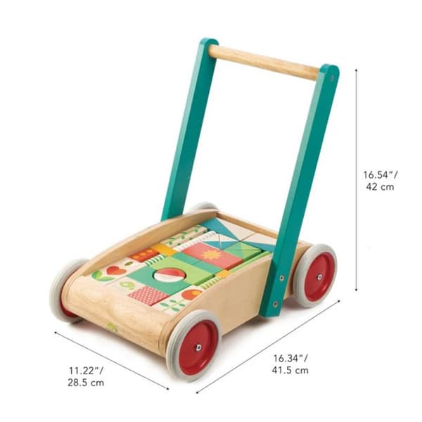 Träleksak - Tender Leaf Toys - Vagn med block - Flerfärgad - 29 block - Från 18 månader