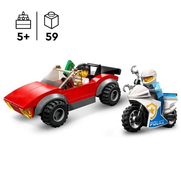 LEGO® City 60392 polismotorcykeljakt, leksaksracerbil och 2 poliser