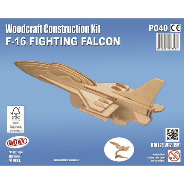 FSC byggsats i trä - QUAY - F 16 Falcon - Att montera själv - 7 år