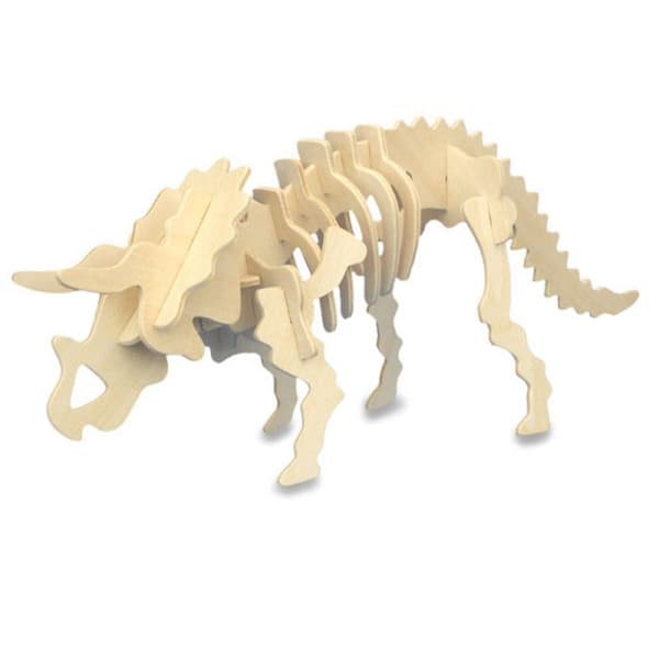 Byggsats i trä - QUAY - Triceratops - 13cm - Att montera själv - För barn 5 år+