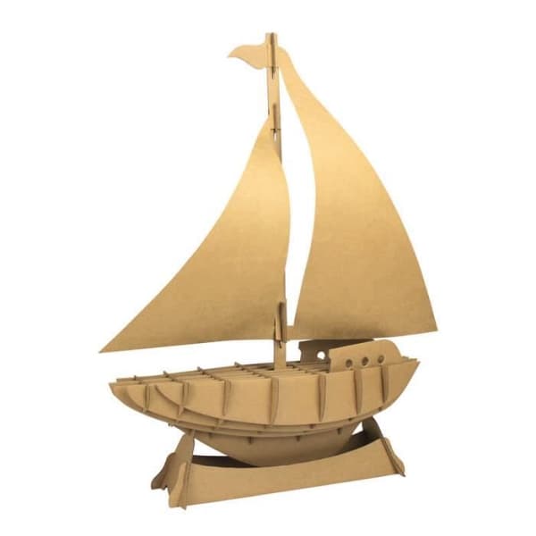 Byggsats - Kartong - Segelbåt - 36x45x10 cm - För barn från 6 år - Blandat
