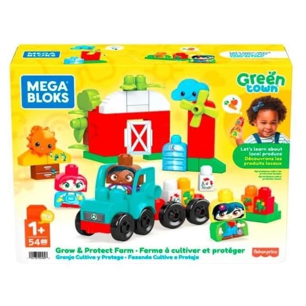 MEGA Bloks First Builders Green City, miljövänlig gård, byggset, 54 delar inklusive stora block och 3