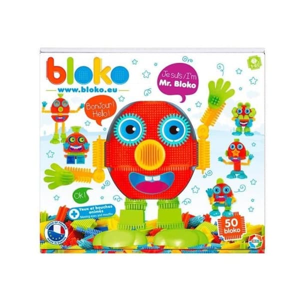 Mr Bloko Box - 50 Blokos med animerade ögon och munnar - 1st Age Construction Game - Leksak från 12 månader - BLOKO 503672
