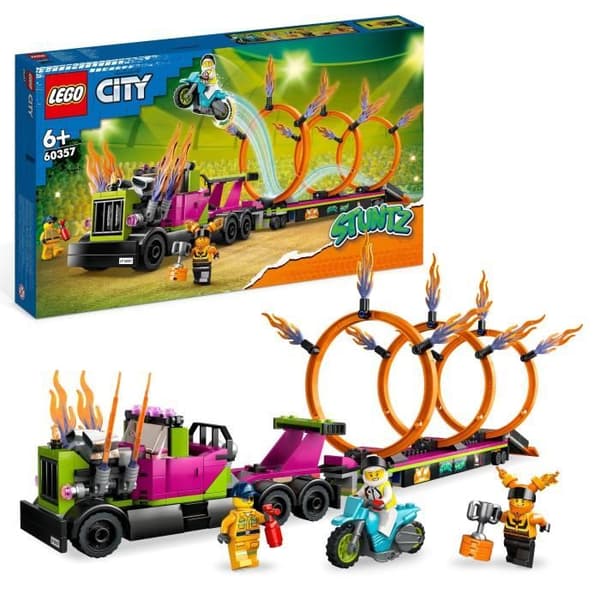 LEGO® City Stuntz 60357 Stuntutmaning: Eldringar, motorcykelleksak med lastbil