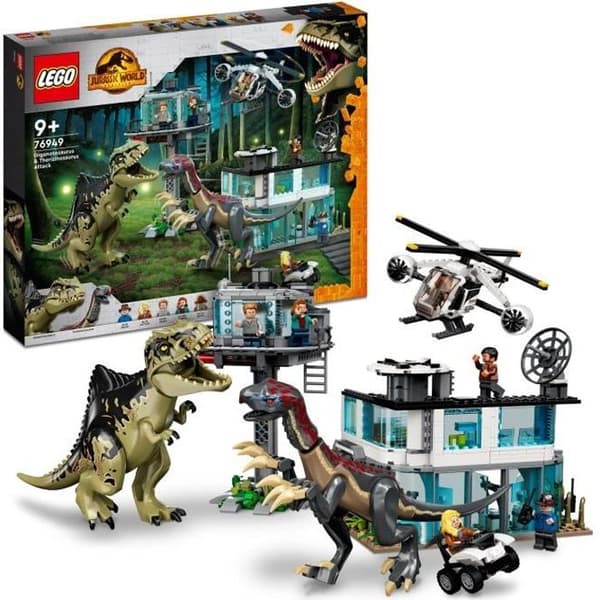 LEGO® 76949 Jurassic World Attack av Giganotosaurus och Therizinosaurus, Helikopter och Dinosauriefigur