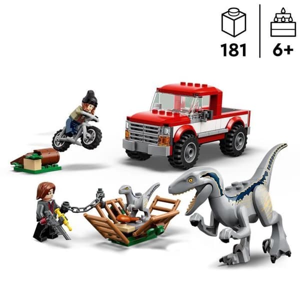 LEGO® 76946 Jurassic World Beta och Blue Velociraptor Capture, byggbara fordon och Guardian minifigurer
