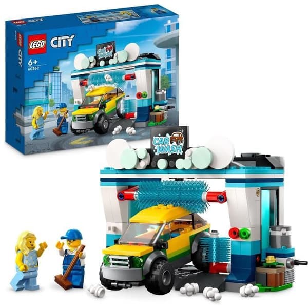 LEGO® City 60362 biltvätt, leksak för barn från 6 år och uppåt, med bil och minifigurer