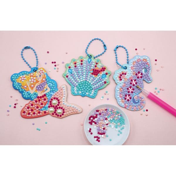 Kit Kreativ Hobby - Hachette - Magiska Havet - 3 Nyckelringar - Mini-Strass - Från 7 år