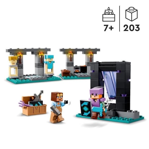 LEGO® 21252 Minecraft The Armory, Leksak med vapensmide med videospelkaraktärer, Alex Minifigure