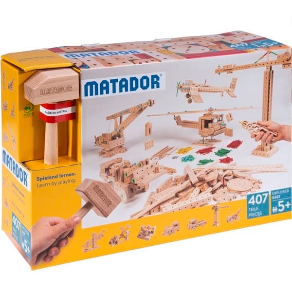 Byggspel - MATADOR - Väderkvarn, traktor, fågel och andra modeller - 407 stycken - Barn - Blandat