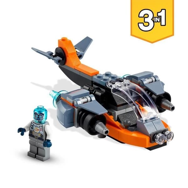 LEGO® Creator 3-i-1 31111 Cyber Drone, Byggleksak, Robot Minifigure och Motorcykel