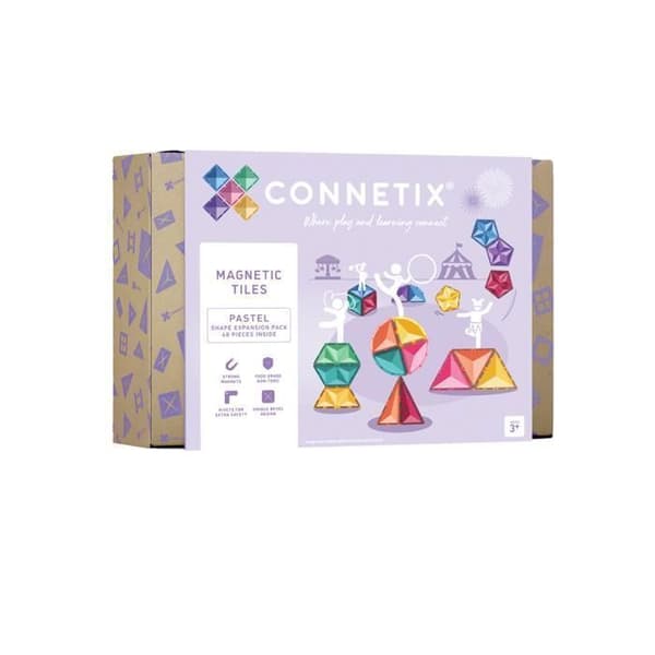 CONNETIX Byggplattor Magnetiska Pastell Utökningspaket av Former, 48 Delar