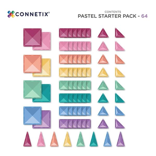CONNETIX Byggplattor Magnetiska Pastell Startpaket, 64 Bitar