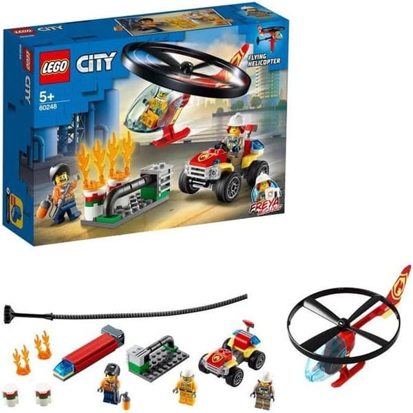 LEGO® City 60248 Brandhelikopterinsats, flygande leksak med fyrhjuling för barn från 5 år