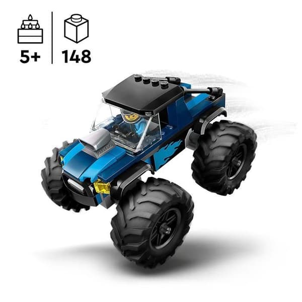 LEGO® 60402 City Den blå monstertrucken, terränglastbilsleksak och förarminifigur, barnpresent