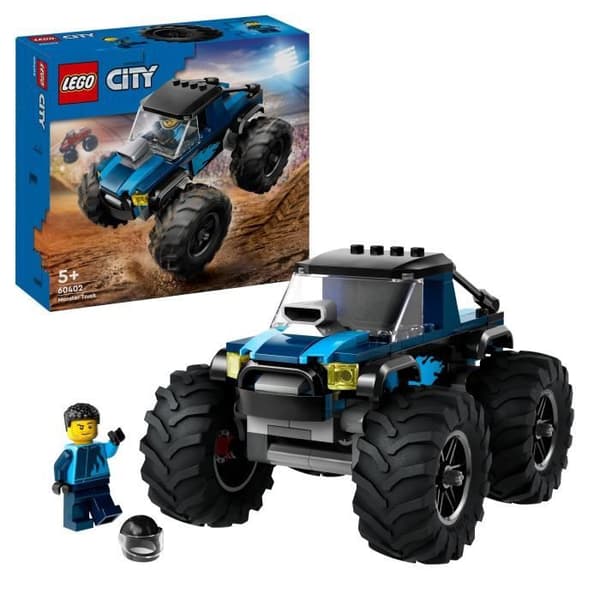 LEGO® 60402 City Den blå monstertrucken, terränglastbilsleksak och förarminifigur, barnpresent