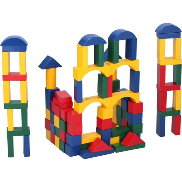 Marionette träleksaker Block fat med träblock 100 stycken