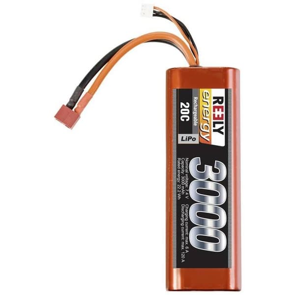 Reely Batteripaket (LiPo) 7,4 V 3000 mAh Antal celler: 2 20 C hardcase stick T-pluggsystem
