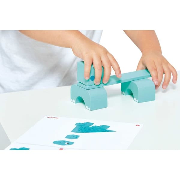 Byggspelet - JANOD - Cubikosaurus - 31 delar - Dinosar - FSC™-trä - Från 12 månader