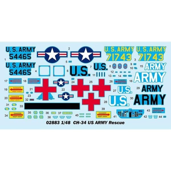 Ch-34 Us Army Rescue Helicopter Model - TRUMPETER - Plast - Vit - 15 år gammal - Barn - Blandat