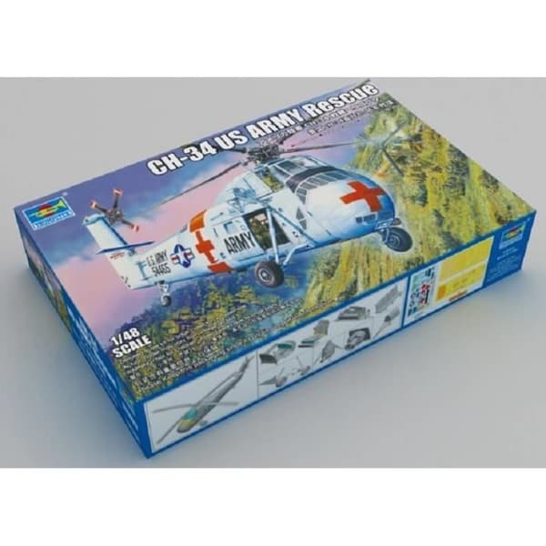 Ch-34 Us Army Rescue Helicopter Model - TRUMPETER - Plast - Vit - 15 år gammal - Barn - Blandat