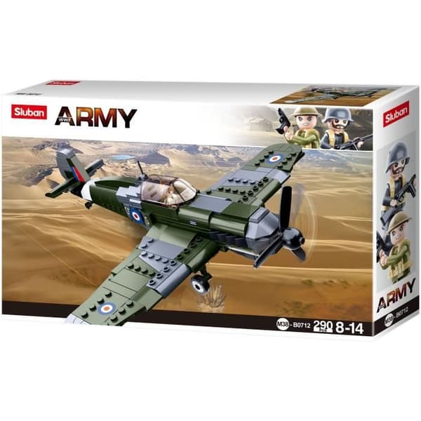 SLUBAN ARMY FIGHTER ANSLUTNINGSTEGE BYGGSET BRITISH ARMY MILITÄR M38 B0712 ARTIKULERAD PILOT