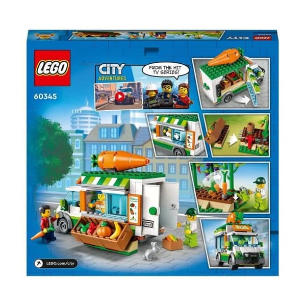 LEGO City 60345 Farmers Market Truck, Toy Farm, Food Truck, Stand
