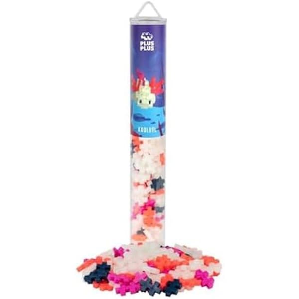 Byggspel - PLUS PLUS - Axolotl - 100 stycken - Glow in the dark - Från 3 år