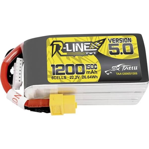 Tattu Batteripaket (LiPo) 22,2 V 1200 mAh Antal celler: 6 150 C block XT60