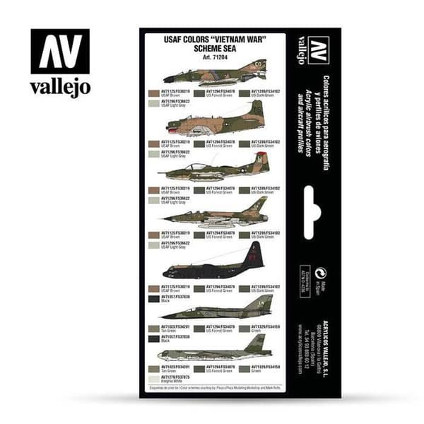 Usaf Vietnam War Sea Vallejo Paint Set - VALLEJO - 8x17ml - 71204 - Brun - Vuxen - Blandat