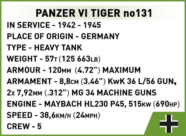 Cobi Panzer VI Tiger I No.131