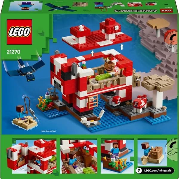 LEGO Minecraft 21270 The Mooshrooms House - Byggspel för tjejer från 8 år och uppåt