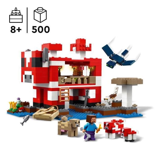 LEGO Minecraft 21270 The Mooshrooms House - Byggspel för tjejer från 8 år och uppåt