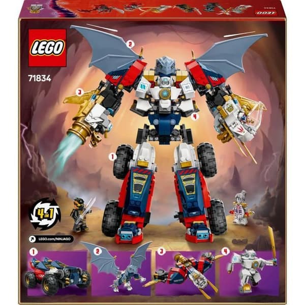 LEGO NINJAGO 71834 Zanes Ultra Combo Robot - 4-i-1 byggset för åldrar 9