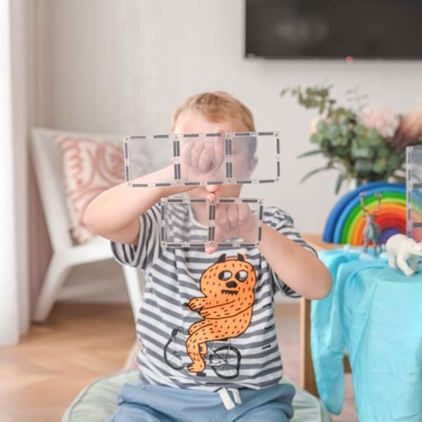 CONNETIX Byggblock Magnetiska Plattor Klar Pack Rektangel, 12 Stycken