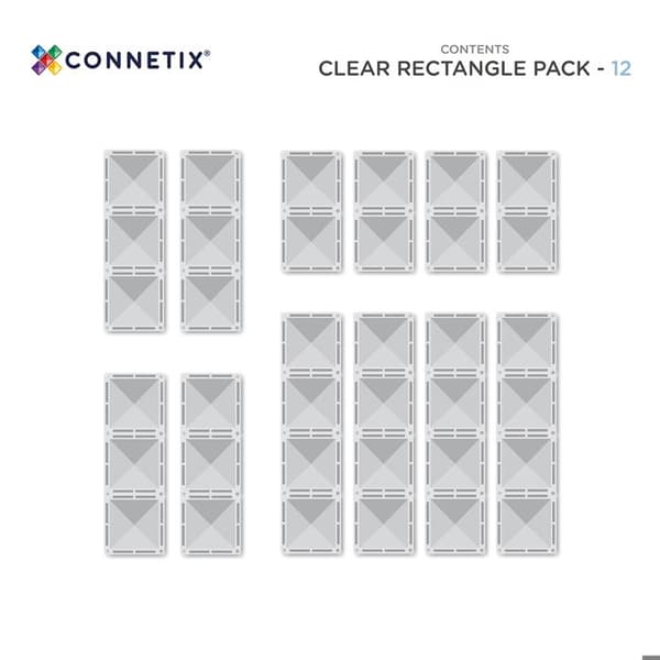CONNETIX Byggblock Magnetiska Plattor Klar Pack Rektangel, 12 Stycken