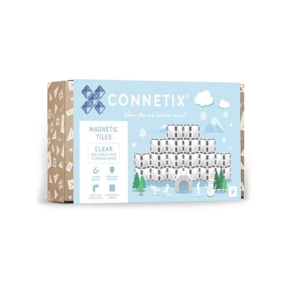 CONNETIX Byggblock Magnetiska Plattor Klar Pack Rektangel, 12 Stycken