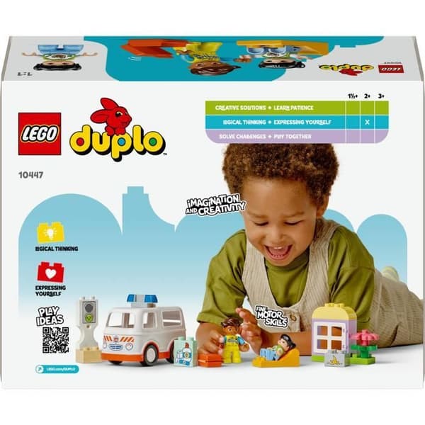 LEGO DUPLO 10447 Ambulansen och föraren - Interaktiv leksak för barn från 2 år och uppåt