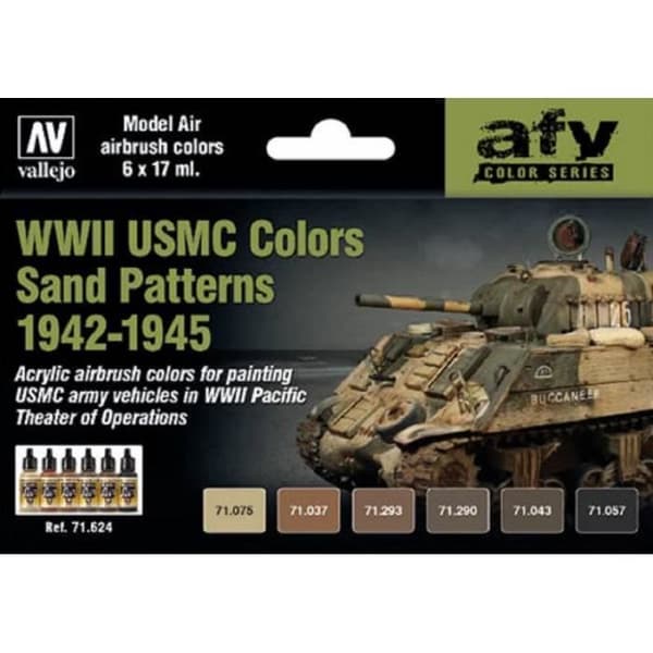 Set med färger - VALLEJO - WWII USMC - 6x17ml - Akryl - Sandfärger