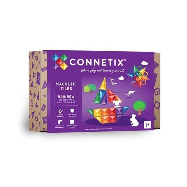 CONNETIX Bygg Plattor Magnetiska Regnbåge Startpaket, 60 Delar