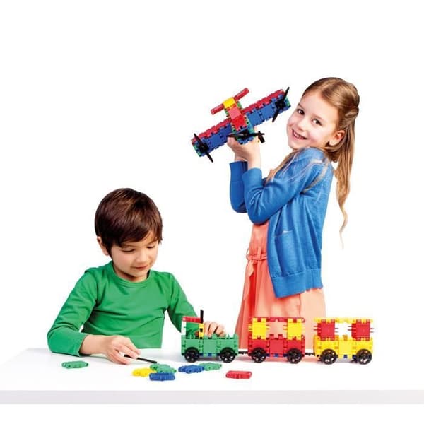 CLICS konstruktionsspel - 8 i 1 bashink - 122 delar - STEM pedagogisk leksak