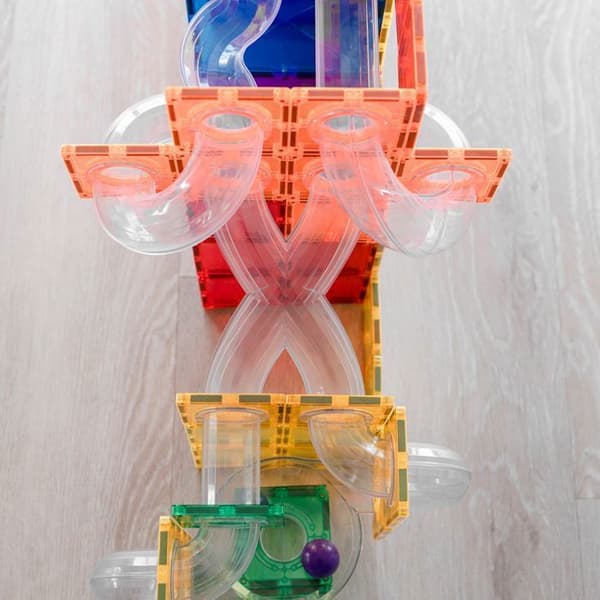 CONNETIX Byggset Magnetiska Plattor Regnbåge Bollbana Paket, 66 Delar