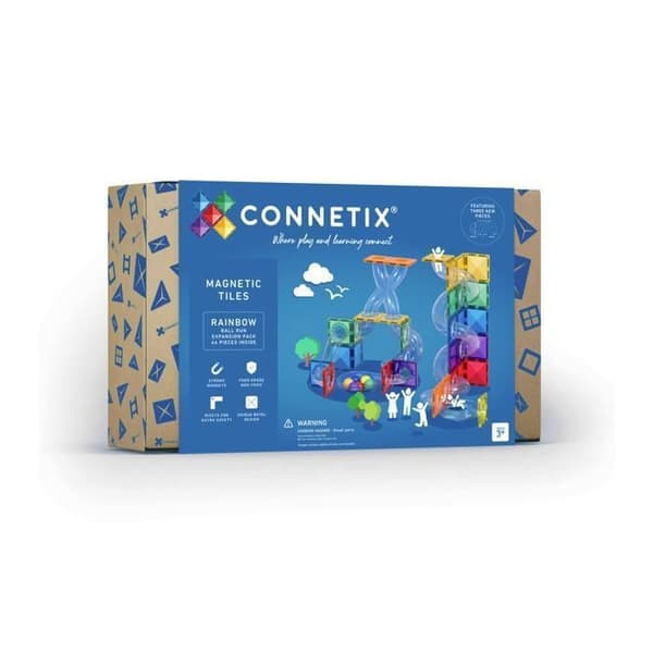 CONNETIX Byggset Magnetiska Plattor Regnbåge Bollbana Paket, 66 Delar